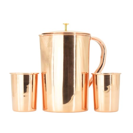 Miedziany-zestaw-KLASYCZNY-dzbanek -l + 2 x kubek-250-ml-GISANE