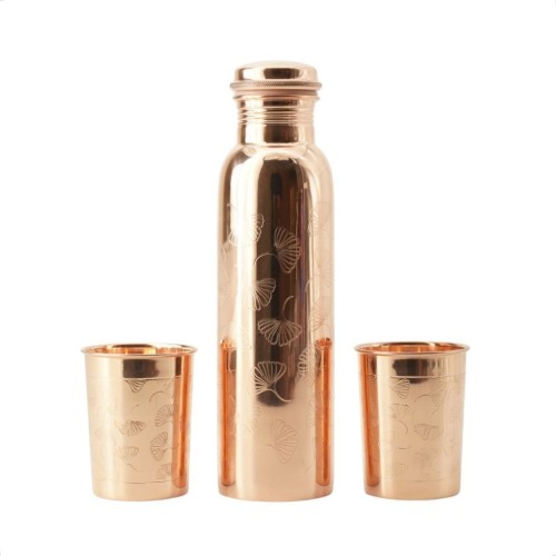 Przejdź do produktu Miedziany Zestaw BOTANIC butelka 950 ml + 2 kubki 250 ml