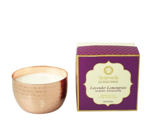 Przejdź do produktu Luksusowa świeca miedziana LAVENDER LEMONGRASS (Tridosha) Veda 200g Song of India 