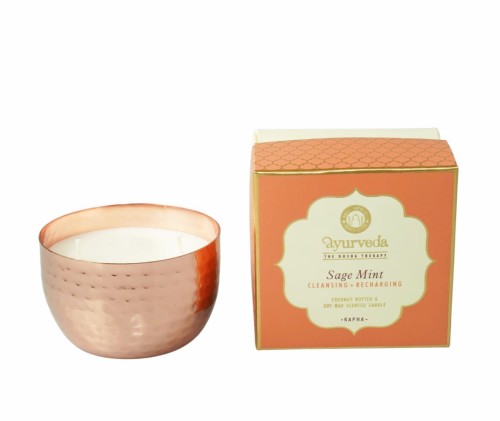 Przejdź do produktu Luksusowa świeca miedziana SAGE MINT (Kapha) Veda 200g Song of India 